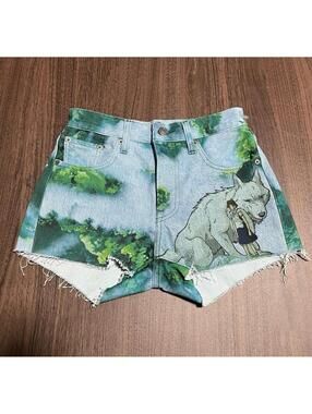 New Levi's × Princess Mononoke Denim Shorts 501 Jeans Size W26 Ghibli Japan